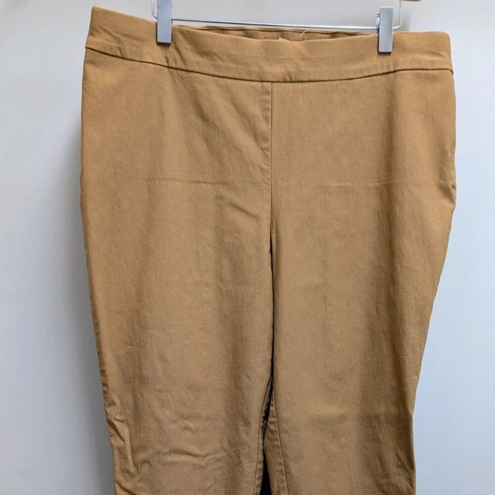 Chico's So Slimming Brigitte Back-Slit Slim Ankle Pants Size 3R XL Tan Brown NWT